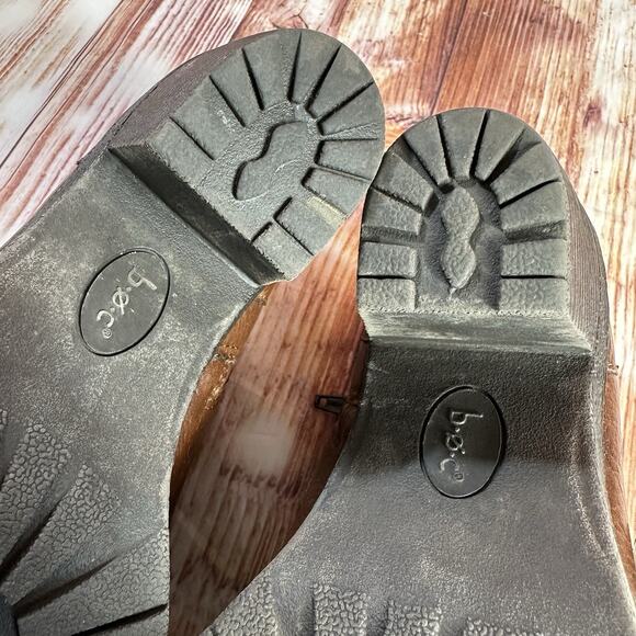 BOC Born Concept Size 9.5 Brown Leather Ankle Block Heel Side Zip Booties Shoes - Picture 9 of 10